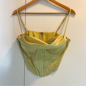 Chartreuse Bustier Corset Top with Zip Back SZ L
